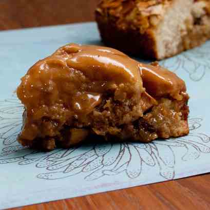 apple cake with 2 caramel toppings