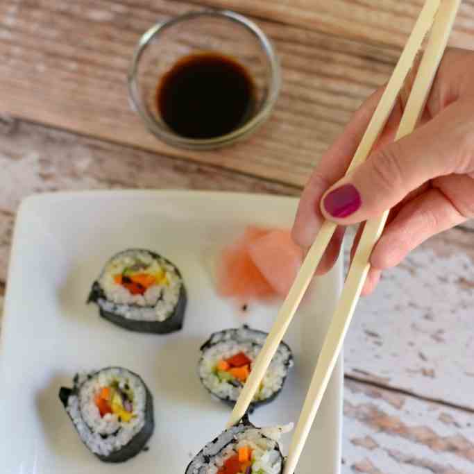 Rainbow Veggie Sushi for Mulan