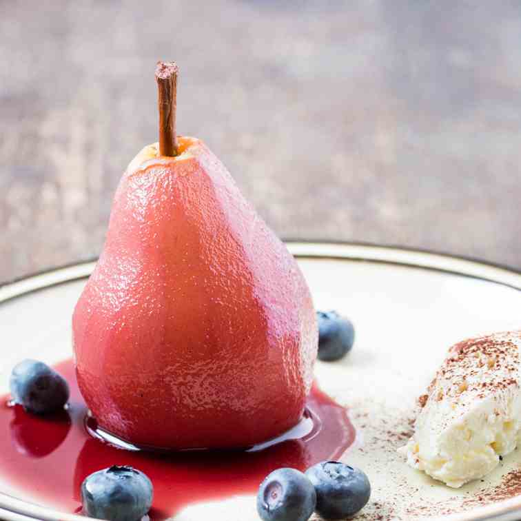 Red Wine Poached Pears