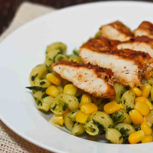 Chipotle Chicken with Pasta and Kale Pesto