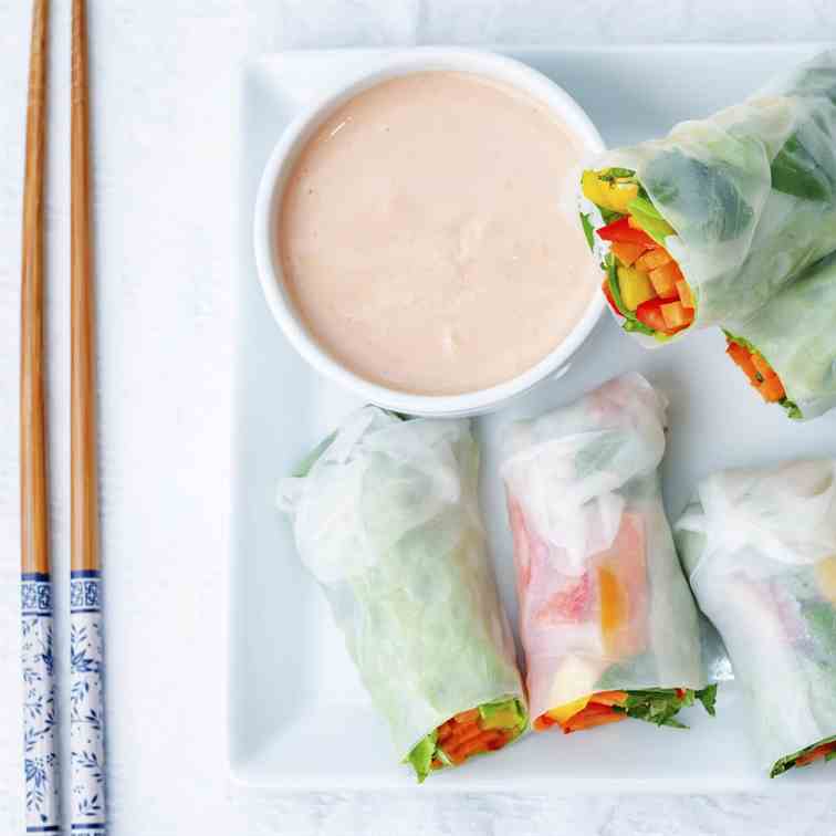 Vegetable Spring Rolls With Coconut Curry 
