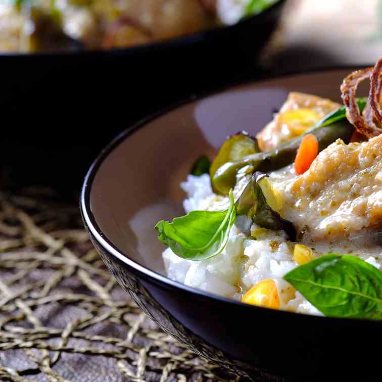 Tofu and Eggplant Green Curry