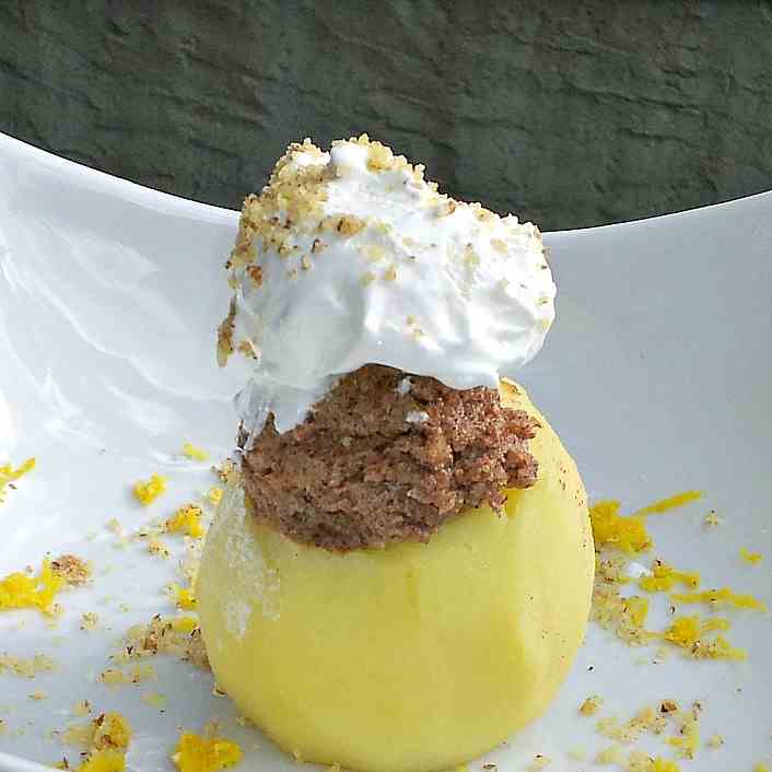 Lemon Scented Apples with Walnut Cream