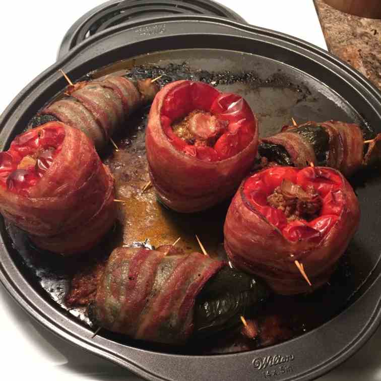 Bacon Wrapped Stuffed Peppers