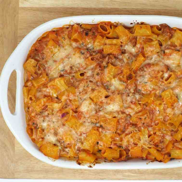 Baked Rigatoni with Sausage and Peppers