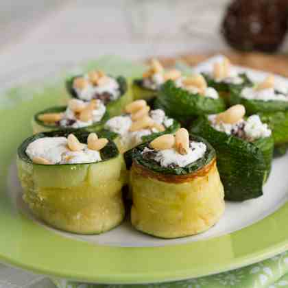 Zucchini Rolls with Herbed Beans