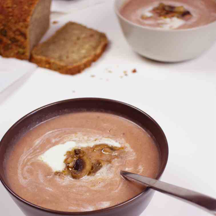 Mushroom, Leek and Beet Soup