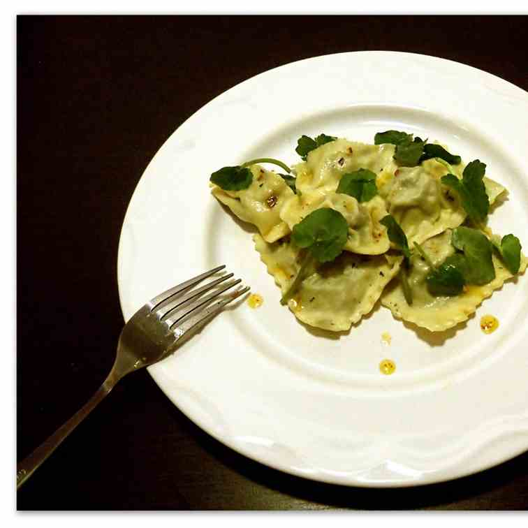 Nettle, Wild Garlic and Feta Ravioli