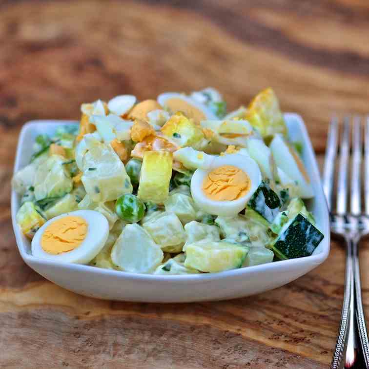 Summer potato salad with quail eggs