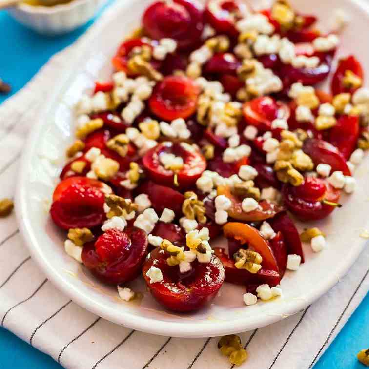 Plums with Goat Cheese and Walnuts