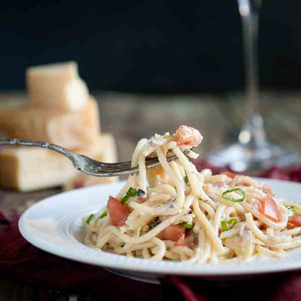 Spaghetti with White Wine Cream sauce