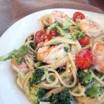 Pasta w/ Shrimp, Creamy Blue Cheese Sauce