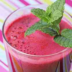 Fresh cantaloupe and beet juice