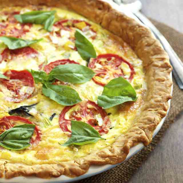 Tomato and Corn Pie with Fresh Basil