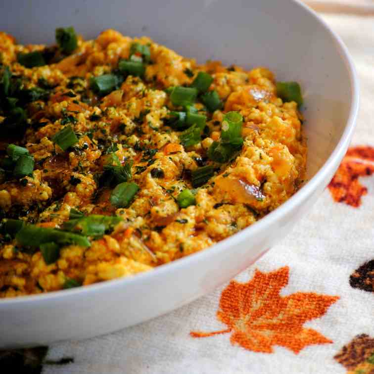 Cottage Cheese scramble; Indian Style