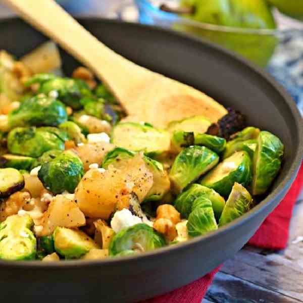 Pear and Blue Cheese Brussels Sprouts