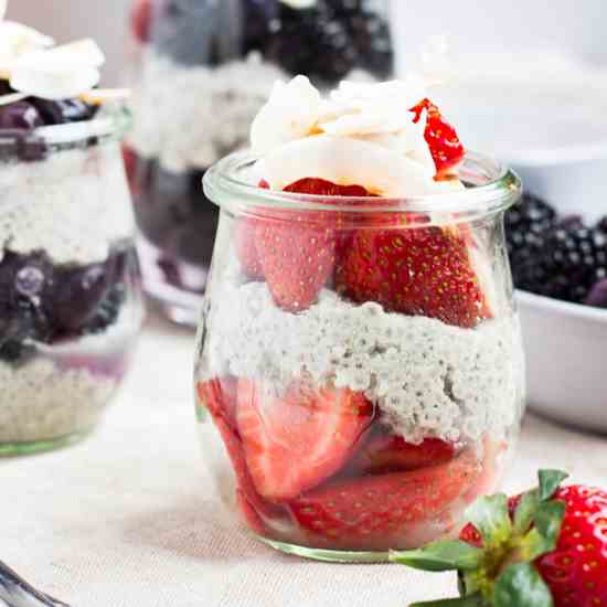 Coconut Chia Parfaits with Fresh Berries