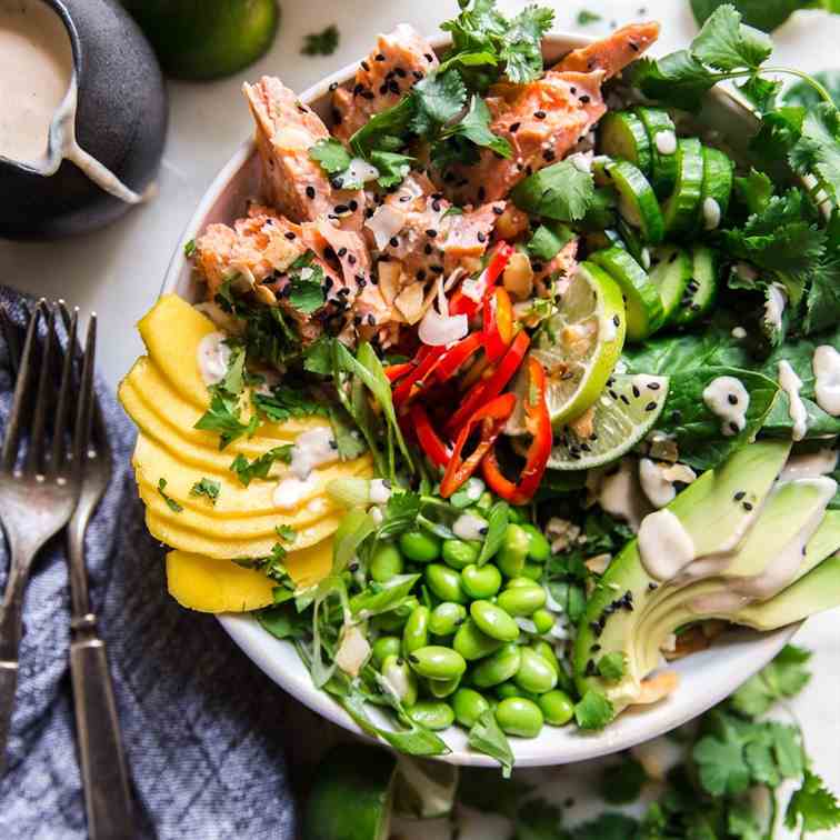 Coconut Rice Salmon Bowl