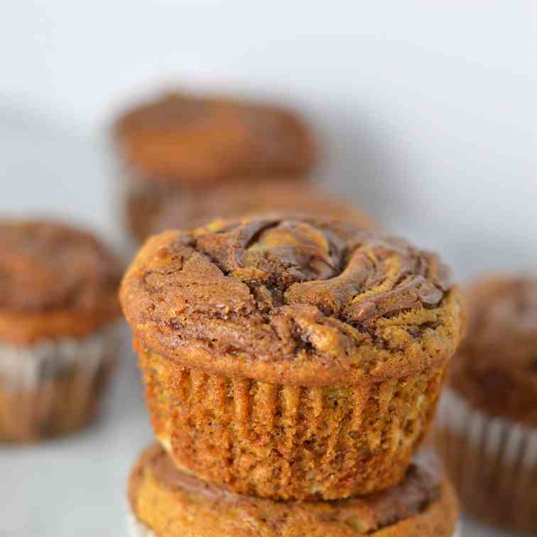 Nutella Swirl Banana Muffins