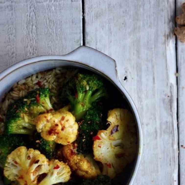 Broccoli and Cauliflower Pilaf