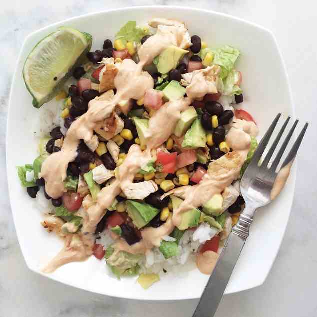 Burrito Bowls with Chipotle Cream Sauce