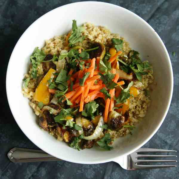 Roasted Vegetable Bowl with Pickled Carrot