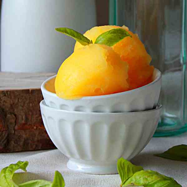 Fresh orange basil sorbet