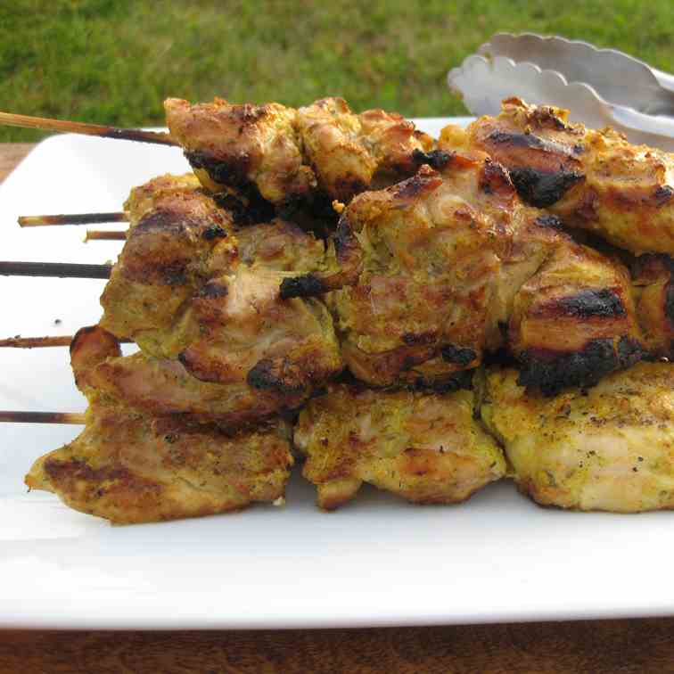 Yogurt Marinated Chicken Skewers