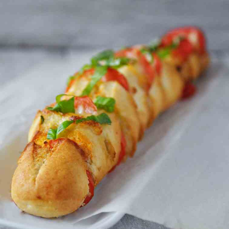 Filled caprese baguette