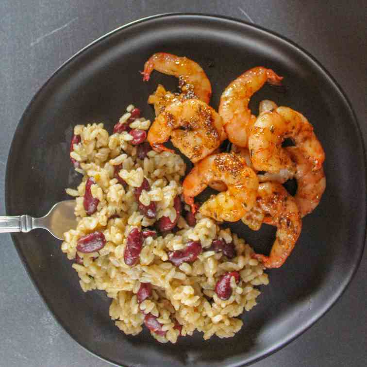 Jerk Shrimp with Rice and Beans