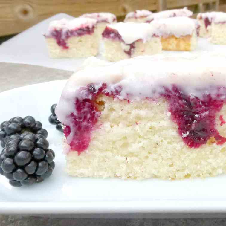 Blackberry and White Chocolate Poke Cake