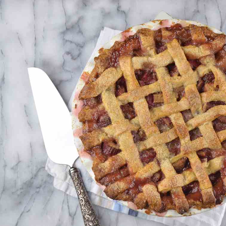 Rhubarb and Strawberry Lattice Pie