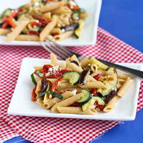 Roasted Vegetable Pasta Salad with Feta