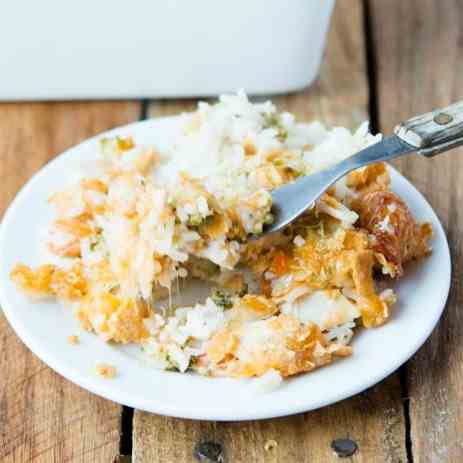 cheesy chicken rice and broccoli casserole