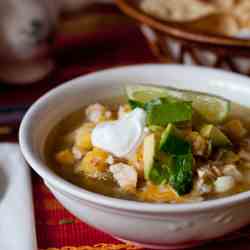 Chicken Tomatillo Soup with Hominy