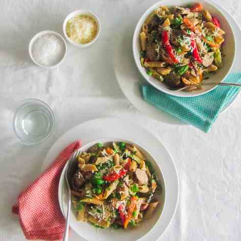 Pasta Primavera with Grilled Sausage