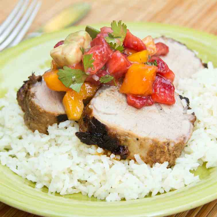 Pork Loin with Strawberry Mango Salsa