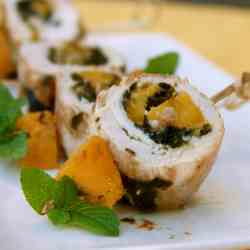 Chicken Rolls with Peaches & Spinach