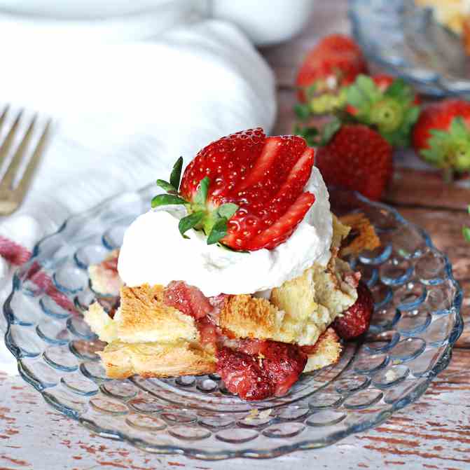 Strawberries and Cream Bread Pudding