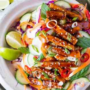 Smoked maple tofu salad