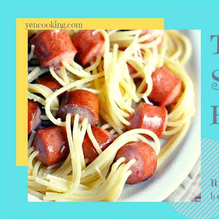 Threaded Spaghetti Hot Dog Bites