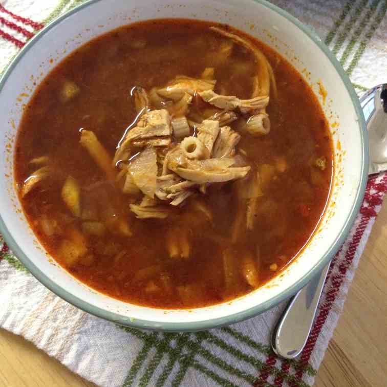 Spicy Tomato Chicken Noodle Soup