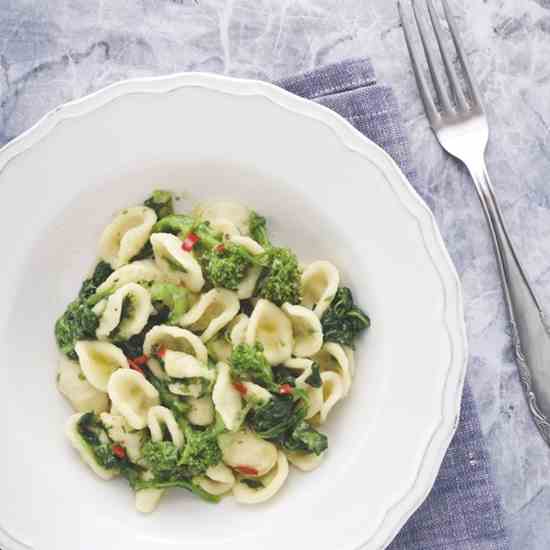 Orecchiette with turnip greens