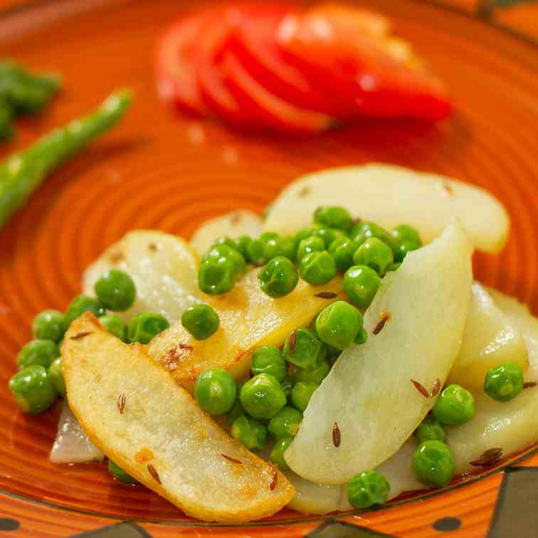 Cumin Tempered Potatoes and Peas