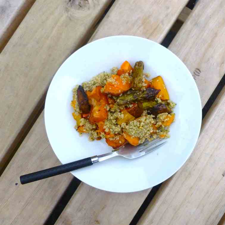 Quinoa with Pesto and Roasted Veggies