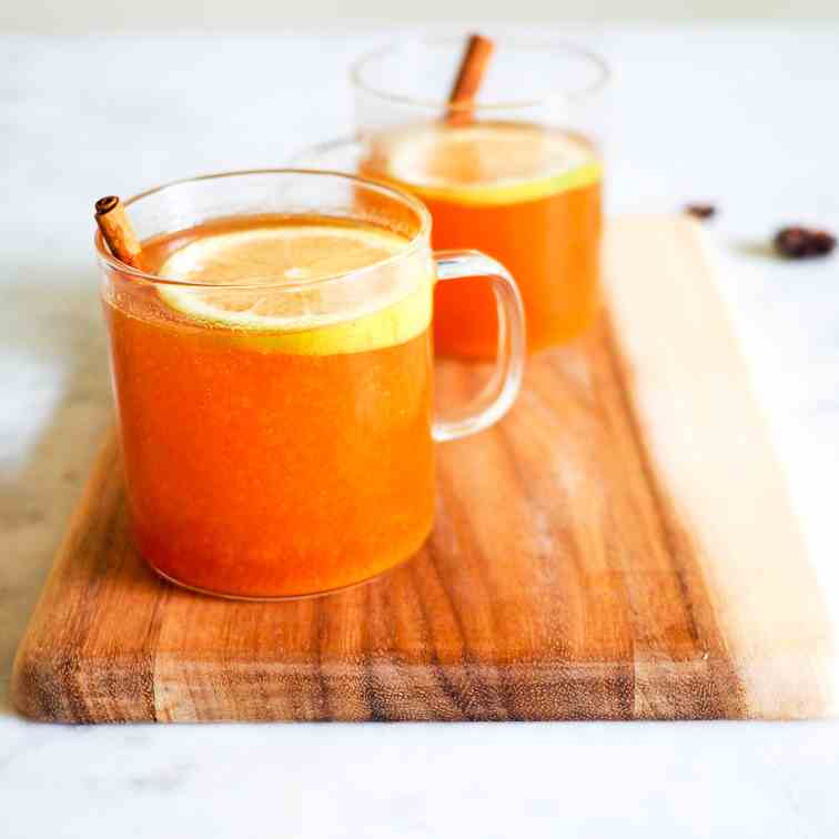 Hot Ginger Lemony Cider with Bourbon