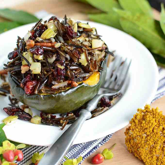 Wild Rice Stuffed Acorn Squash