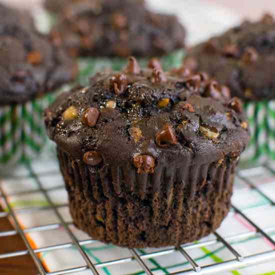 Double Chocolate Zucchini Muffins