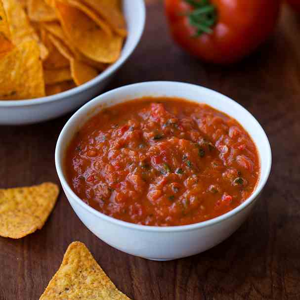 Roasted tomato habanero salsa