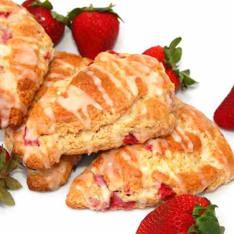 Orange Glazed Strawberry Scones